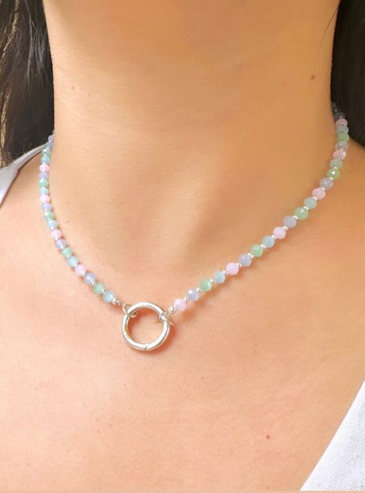 Collar cristales y plata pastel