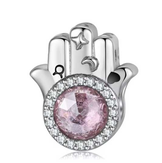 Charm Hamsa con Zirconia Rosa