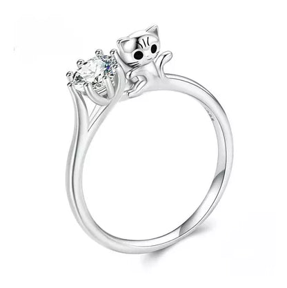 Anillo Gato con zirconia