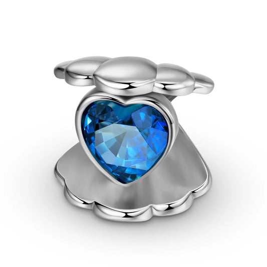 Charm ostra con corazón azul