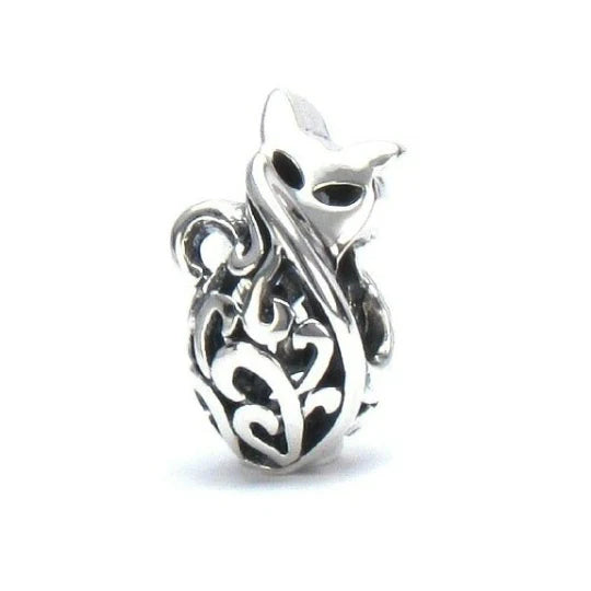 Very Petite Kitty Cat Filigree Scroll Bead Charm