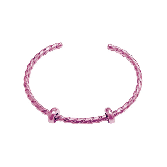 JOYFUL PINK: STERLING SILVER TWISTED OPEN BANGLE