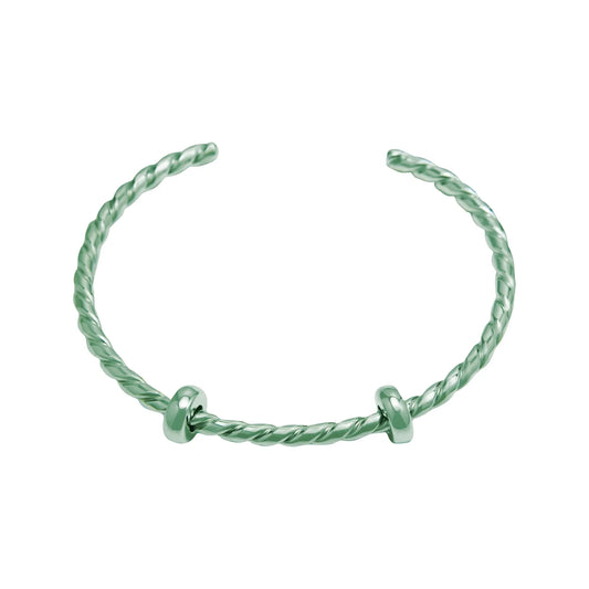 Pastel Green: Sterling Silver Twisted Open Bangle