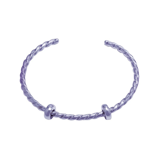 PASTEL PURPLE: STERLING SILVER TWISTED OPEN BANGLE