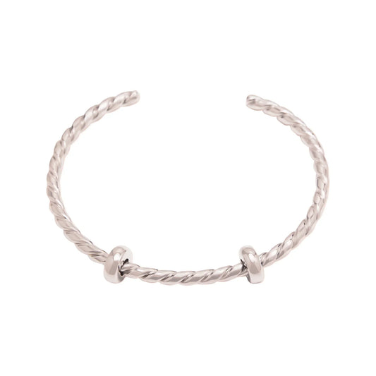 PASTEL PINK: STERLING SILVER TWISTED OPEN BANGLE