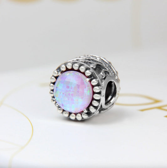 Opalite Pink Circle Gem Bead