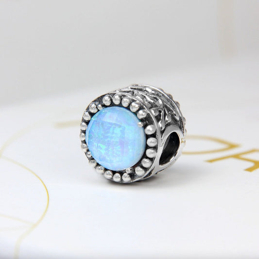 Opalite Blue Circle Gem Bead