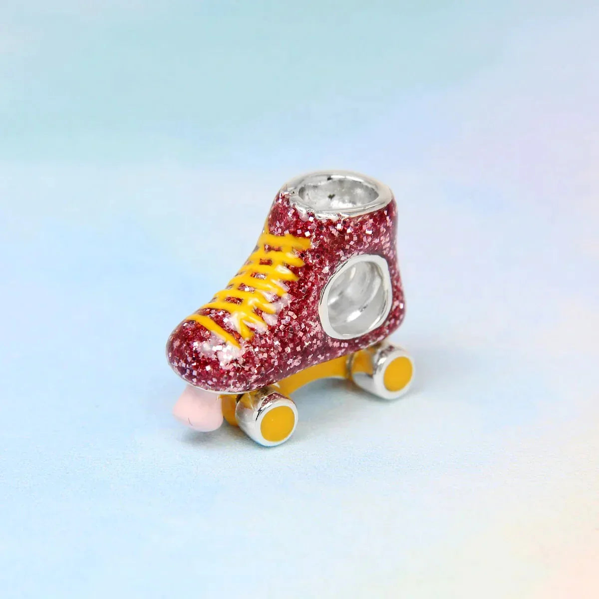 Glitter Pink Roller Skate Bead